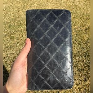 Chanel Vintage Bifold Black Lambskin with Quilted Pattern